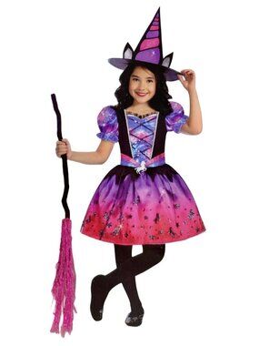Celebrate! Girls S (6/6X) Unicorn Witch Dress and Hat Halloween Costume